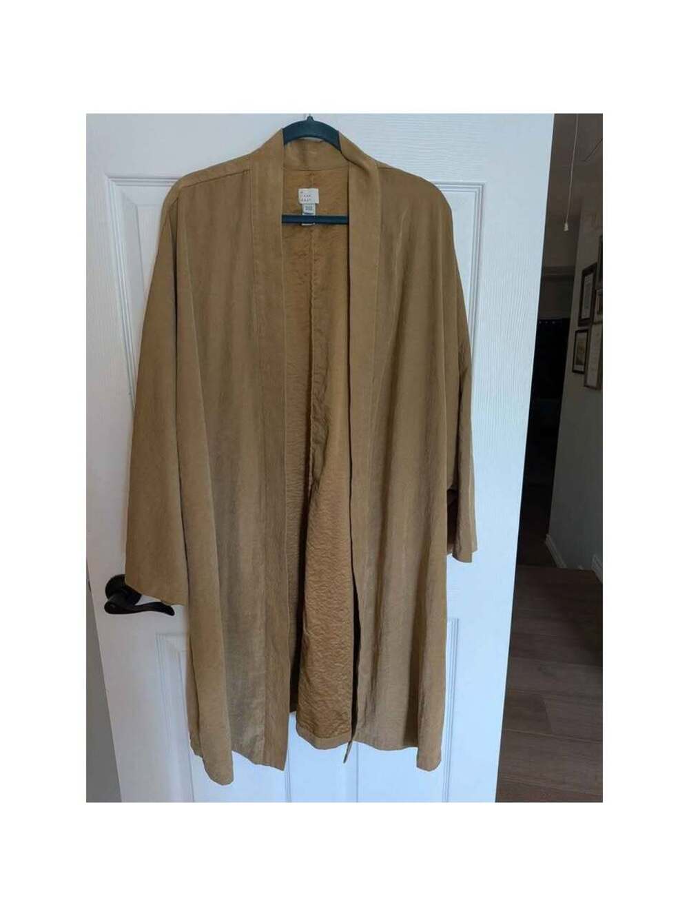 Plus Size a new day Women's Beige Faux Suede Lightweight Midi-Maxi Kimono